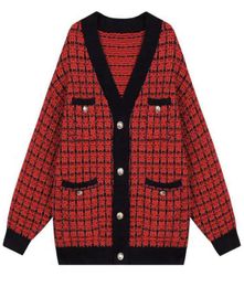 ALTA CALIDAD Otoño Invierno nueva moda 2020 suéter de diseñador cárdigan mujer cuello en V chaqueta de punto de lujo con cuentas ropa exterior CX27492713