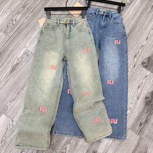 haute qualité automne femmes jeans fashiona lettre de brosse à dents rose pantalon en denim brodé pantalon de créateur femme pantalon en denim droit