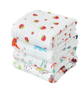 Serviette de bain pour bébé de haute qualité 6 couches pour bébé couverture de gaze pour nourrisson Swaddle Wrap à literie 110 cm de coton pur en mousse de coton de la mousseline
