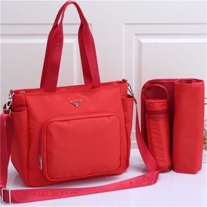 Bolsa de pañales para bebés de alta calidad diseñadora de bolsa de mamá de gran capacidad gran capacidad múltiple multifuncional de tres piezas bolsas de pañales con cremallera mamá