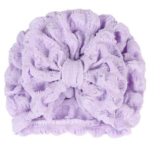 Haute qualité bébé bandeaux chapeau fleur arc filles tête wrap couleur unie belle enfants turban casquette pour bébés plisse bowknot Beanie chapeau