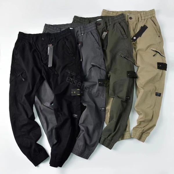 Parches de insignia de alta calidad para hombres Pantalias de moda letras de moda de piedra Jogger pantalones de carga cremallera fly larga pantalones de deportes 4homme isla