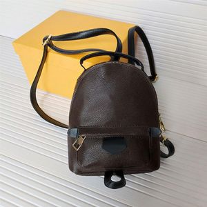 Hoogwaardige tassen merkontwerper dames palm veren mini backpack kinderen rugzakken vrouwen printen pu lederen schooltas oud flo3006