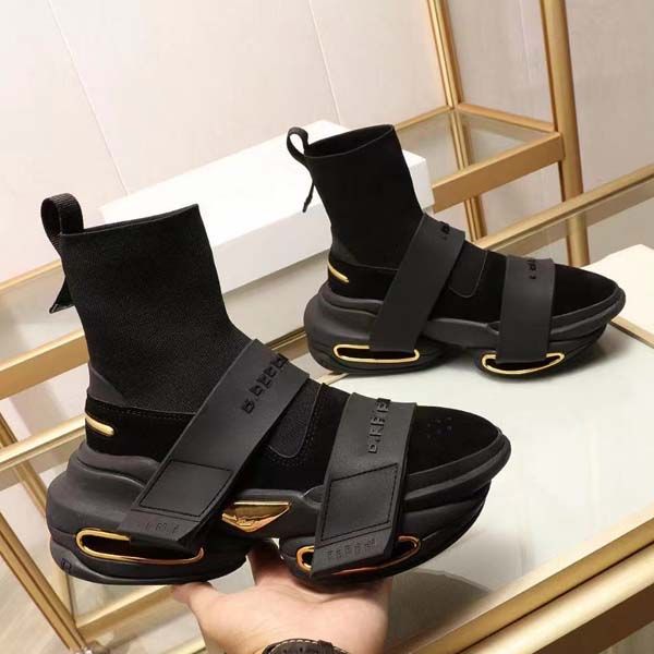 BALM Chaussures Balencaiagas de haute qualité pour femmes, bottes en cuir véritable, chaussettes extensibles tricotées à fond épais, bottes de chevalier, chaussures à plateforme, taille 34-41 avec boîte
