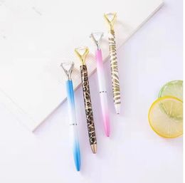 Hoge kwaliteit Balpennen Groothandel 1Pc Grote Diamant Kristal Pen Edelsteen Ring Kantoor Metalen Roller Ball Zwart Rose Goud Sier Roze Drop Delivery School