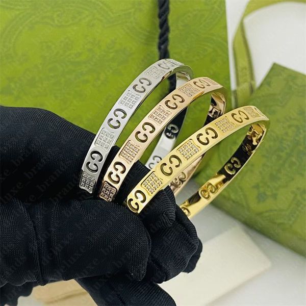 Bracelet de haute qualité avec lettre G, en titane et acier, diamants, pour femmes et hommes, bijoux à la mode, cadeau