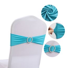 Hoogwaardige banketfeest boogknoop decoratie stretch elastische stoel cover boog knoop met gesp 2484