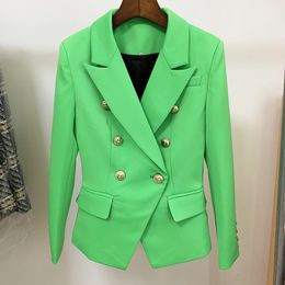 Blazer de styliste baroque de haute qualité pour femmes, boutons lions, Double boutonnage, veste classique cintrée, vert pomme, 240305
