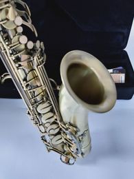 Saxofón Tenor Bb de alta calidad, instrumento musical de latón T-901, botón de concha de abulón de cobre antiguo mate con boquilla