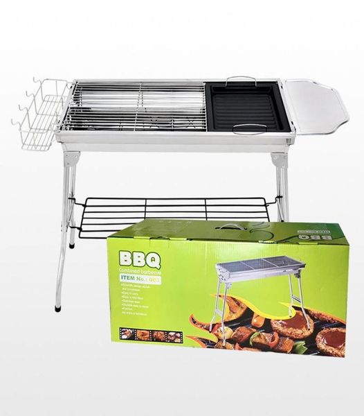 Haute qualité BBQ charbon de bois Grill Portable pliable en acier inoxydable Barbecue poêle étagère pour jardin extérieur fête de famille 1520300