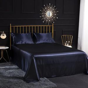 Ensemble de literie de haute qualité Luxury Tize de lit king size Elastic Black Satin taix-lits Lits de lit ajustés Textile pour la maison 240410
