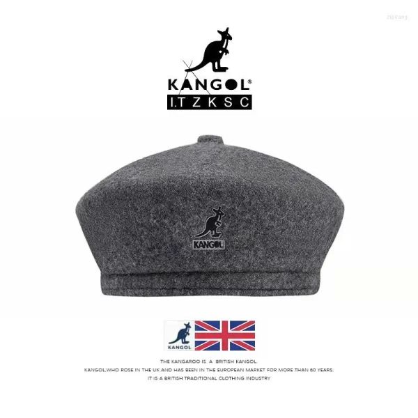 haute qualité Bérets KANGOL Hiver Kangourou Citrouille Cap Polaire Sboy Britannique Hommes Et Femmes Casual Laine Propriétaire Yuppie Peintre Chapeau Marée