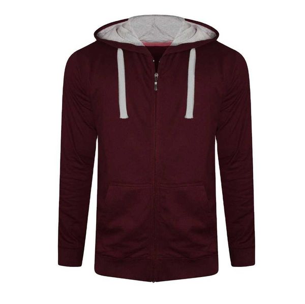 Mentiers de haute qualité Men de conception régulière Couleur marron de base Basic Blank Zip up Hoodie à vendre avec des cordes