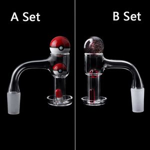 Deux Styles Haute Qualité Bord Biseauté Pleine Soudure Fumer Terp Slurper Quartz Banger Avec Verre Dichro / Rubis Marbre Perles / Pilule Ongles Sans Soudure Pour Eau Bongs Rigs