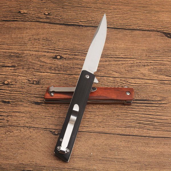 Cuchillo plegable Flipper BK256 de alta calidad 8Cr13Mov Hoja de punto de caída de satén G10 / Madera con mango de hoja de acero inoxidable Cuchillos para acampar al aire libre