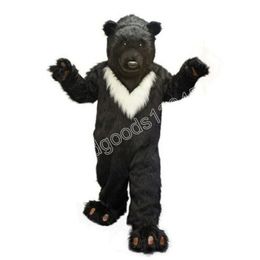 Disfraces de mascota de oso de peluche negro de alta calidad Vestido de fiesta elegante de Halloween Personaje de dibujos animados Carnaval Publicidad de Navidad Traje de fiesta de cumpleaños