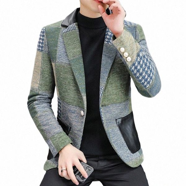 Blazer de alta calidad para hombre Versi coreano de The Fi Trend Party Shop en cualquier lugar Student Youth Club Fit Blazer Suit c3F7 #