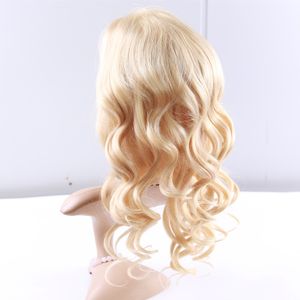 Hoge Kwaliteit Blonde Body Wave Front Lace Pruiken # 613 Blonde Braziliaanse Virgin Haar Body Wave Full Lace Menselijk Haar Lijmloze Blonde Pruiken