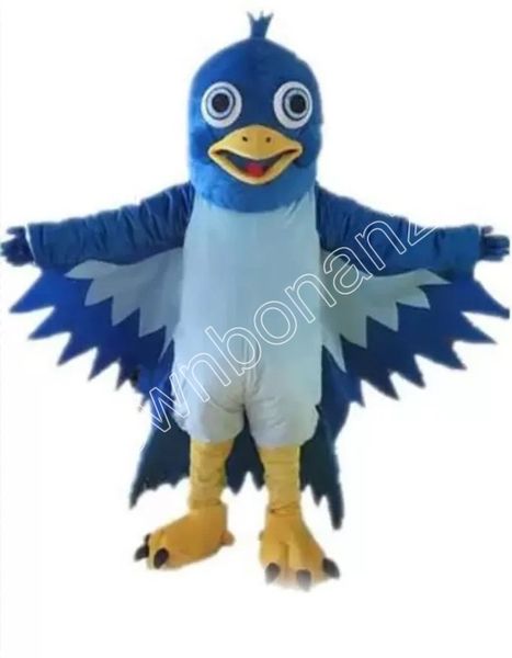 Haute qualité bleu grande bouche oiseau Mascotte Animaux Costume Vêtements Adultes Fête Déguisements Tenues Halloween Noël En Plein Air Parade Costumes