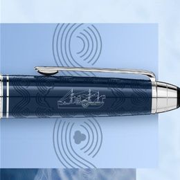 Alta calidad Azul / Negro 163 Bolígrafo / Bolígrafo / Pluma estilográfica papelería de oficina de negocios clásicos Escribir bolígrafos Regalo