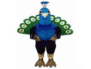 Hoge kwaliteit Blauwe pauw mascotte kostuum Halloween Kerstmis Fancy Party stripfiguur Outfit pak volwassen vrouwen mannen jurk Carni4157473