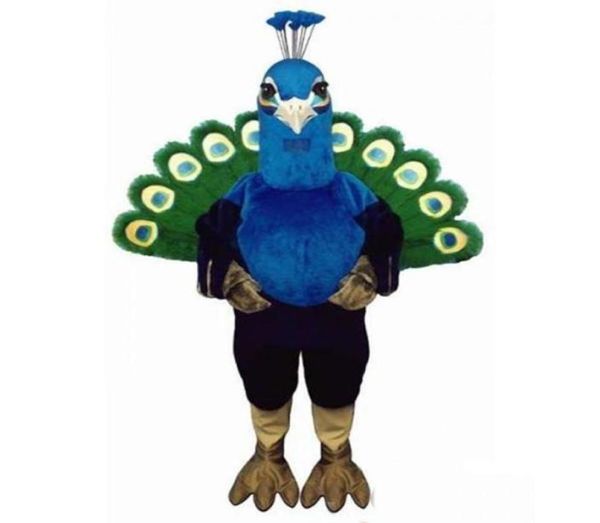 Traje de mascota de pavo real azul de alta calidad Halloween Navidad Fiesta de lujo Personaje de dibujos animados Traje Traje Adulto Mujeres Hombres Vestido Carni9476014