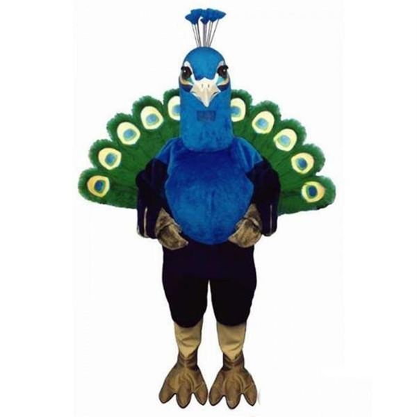 Disfraz de mascota de pavo real azul de alta calidad, disfraz de personaje de dibujos animados para fiesta de Halloween y Navidad, traje para adultos, mujeres y hombres, vestido Carni1963