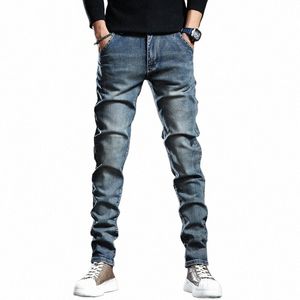 Haute Qualité Bleu Skinny Jeans Hommes Printemps Eté Slim Fit Denim Jeans Hommes Cott Stretch Denim Pantalon Cowboy TP3608 P4ZB #