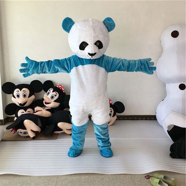 Alta calidad Azul / Blanco Oso Panda Disfraces de la mascota Halloween Vestido de fiesta de lujo Personaje de dibujos animados Carnaval Navidad Pascua Publicidad Fiesta de cumpleaños