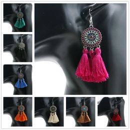 Hoge kwaliteit Bohemian Mode Sun Kwastje Fringe Dangle Earring Eardrop Hook Oorbellen Voor Vrouwen Sieraden 12 Kleuren