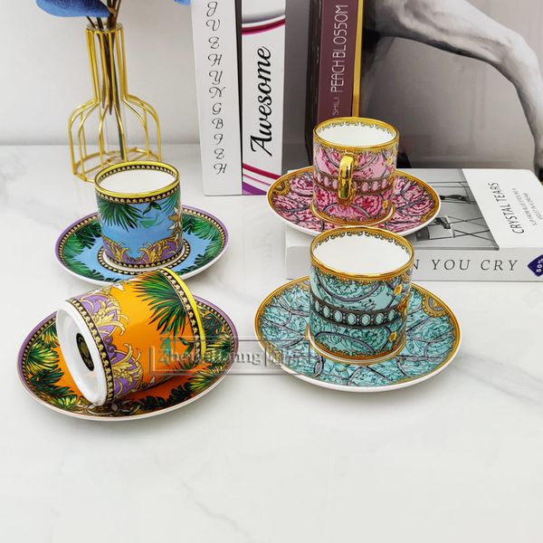 Tasse à café en porcelaine d'os de haute qualité, tasse en céramique Vintage émaillée, vaisselle de cuisine Premium, ensemble de tasses à thé et soucoupes, cadeau de luxe