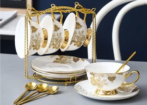 Tasses à café en porcelaine d'os de haute qualité, tasses en céramique Vintage, ensembles de tasses et soucoupes à thé avancées émaillées, cadeaux de luxe