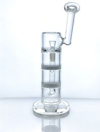 Fumée de narguilé en verre bong de haute qualité avec deux disques de frittage et une perceuse side-car pour tige de quartz à ongles en titane turbo perc GB-444-1