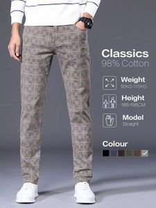 Clásicos de ropa de marca de alta calidad Pantalones informales a cuadros Hombres 98%de algodón retro Negocio Banquete Pantalones Masculino Tamaño más 40 42 240402