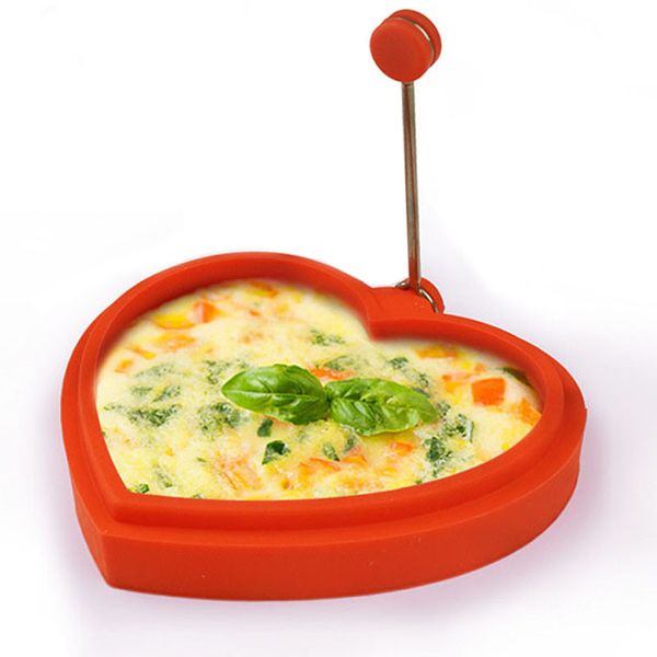 Molde de huevo de silicona con forma de corazón de marca de alta calidad, dispositivo para tortilla de huevo, herramienta de cocina, molde con mango de Metal, promoción