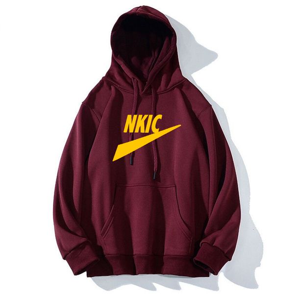 Sudaderas con capucha de marca de alta calidad para hombre, sudaderas con estampado de letras 3D, sudadera de lana de gran tamaño con capucha de color rojo vino, ropa informal estilo Hip Hop