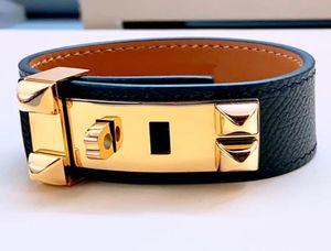Bracelet de collier en cuir authentique de marque de haute qualité pour femmes Bracelet en acier inoxydable Rivet1308517