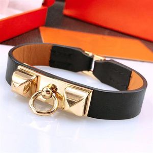 Hoge kwaliteit merk sieraden lederen armband voor vrouwen klinknagel roestvrij staal bracelet272s