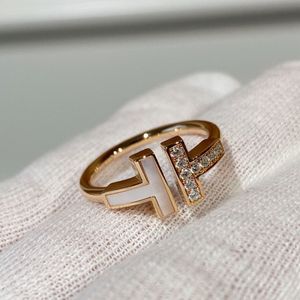 Hoge kwaliteit Merk luxe designer Diamond Ring De Nieuwe dubbele vormige opening 925 sterling zilveren Band mode vrouw Mode-sieraden ringen geschenkdoos