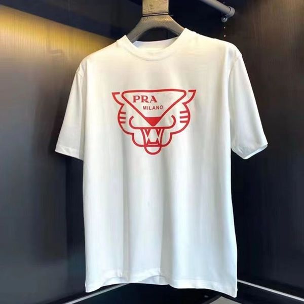 Marca de alta calidad Camiseta de algodón de alta calidad con cuello redondo para mujer Europa y Estados Unidos Letra de moda Logotipo impreso Verano para hombre Pareja casual Manga corta