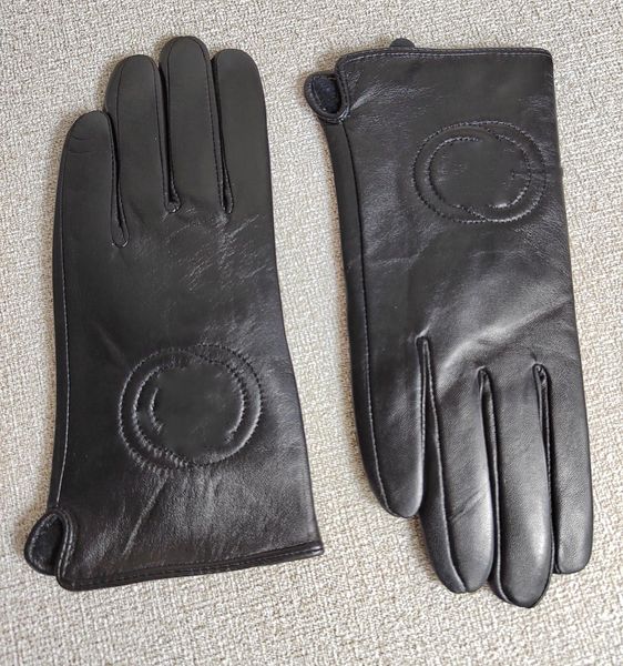 Gants en cuir hivernal de marque de haute qualité et écran tactile en laine Fourrure de lapin Cold - résistantes chauffantes de mouton chaud couleur noire avec boîte