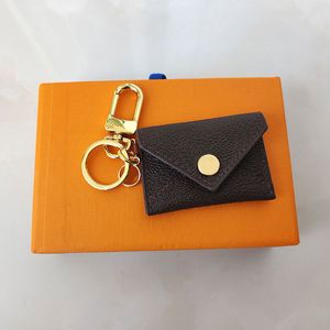 Haute qualité fleur marron Designer lettre portefeuille porte-clés porte-clés mode sac à main pendentif voiture chaîne charme marron fleur Mini sac bibelot cadeaux accessoires pas de boîte 7x5cm