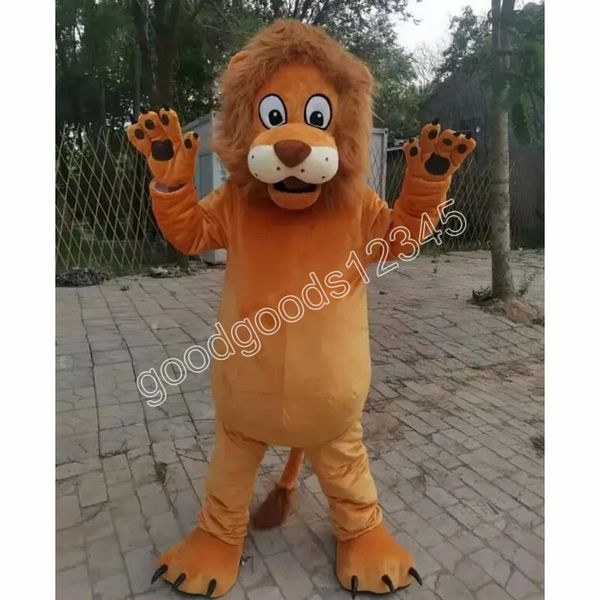 Costumes de mascotte de lion marron de haute qualité Halloween Fancy Party Dress Personnage de dessin animé Carnaval Noël Publicité Costume de fête d'anniversaire Outfit