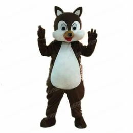 Costume de mascotte d'écureuil marron de haute qualité, tenue unisexe de carnaval, taille adulte, fête d'anniversaire de noël, déguisement en plein air, accessoires promotionnels