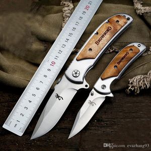 Browning 338 petits couteaux pliants de poche de haute qualité 440C 57Hrc tactique Camping chasse survie EDC manche en bois outils utilitaires