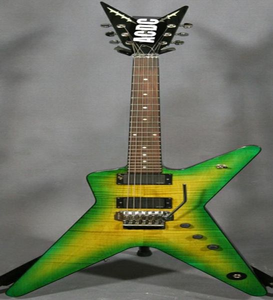 Guitarra eléctrica Burn de alta calidad DimeBag Darrell Signature Dime Slime China guitarras OEM Floyd Ross Tremolo Bridge Green Fla4292941