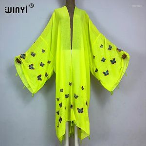 Borduurde borduurde borduur met hoge kwaliteit borduurde jurk Boho Maxi Beach Holiday Cover Ups for Swimwear Women Africa Kimono