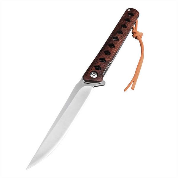 Couteau de poche pliant avec manche en bois de rose, Camping de haute qualité, auto-défense en plein air, chasse, couteaux EDC
