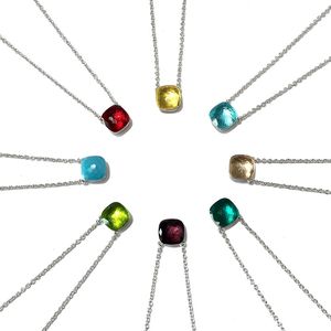 Hoge kwaliteit snoepstijl Hangers Rood Zwart Groen Geelblauw 22 kleuren Crystal 45cm ketting Kettingen voor vrouwen DN005