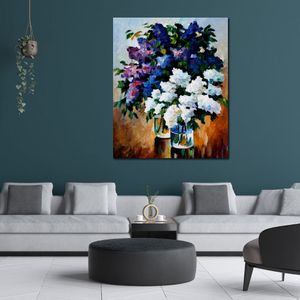 Hoge kwaliteit canvas kunst twee lentekleuren handgemaakte olieverfschilderijen bloemstilleven moderne wanddecoratie